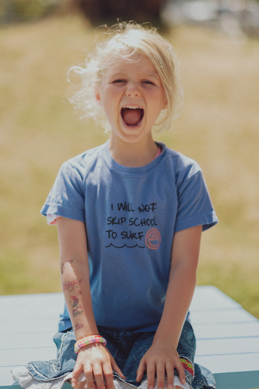 Youth I Will Not Skip School Tee / Flo Blue