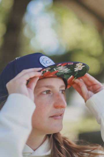 Sun Patch Hat / Navy & Floral