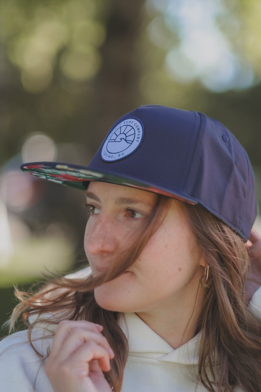 Sun Patch Hat / Navy & Floral